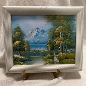 Mountain Forest Landscape Original Framed Canvas Painting